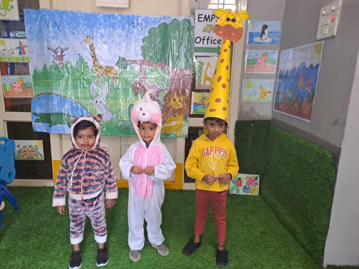 Children participating in an animal-themed learning activity