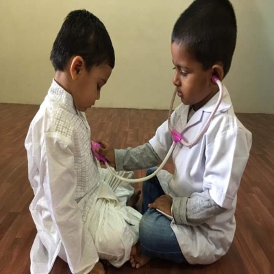 Nursery children engaged in classroom learning